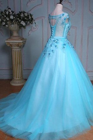 Herz-Ausschnitt Spitze Duchesse-Linie Gericht Schleppe Wadenlanges Quinceanera Kleid