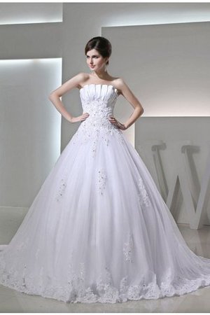 Trägerlos Empire Taille Perlenbesetztes Duchesse-Linie Satin Brautkleid