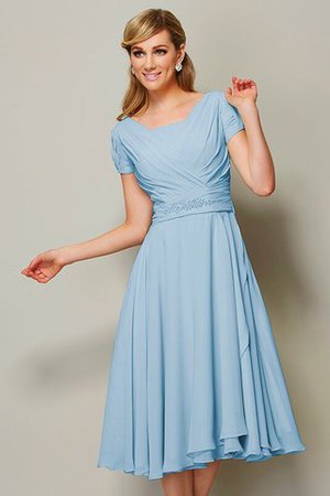 Kurze Ärmeln Normale Taille Chiffon Enges Brautjungfernkleid mit Rüschen