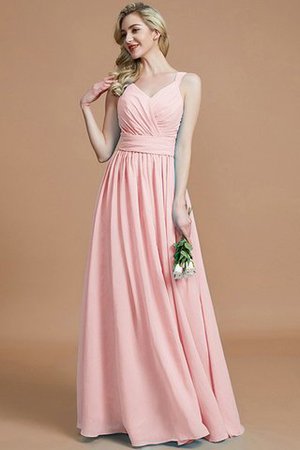 Natürliche Taile A-Line V-Ausschnitt Prinzessin Bodenlanges Brautjungfernkleid