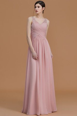 Normale Taille Ärmellos V-Ausschnitt Bodenlanges Brautjungfernkleid aus Chiffon