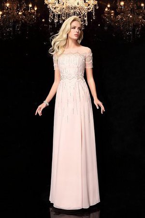 Bateau Natürliche Taile A Linie Chiffon Reißverschluss Ballkleid