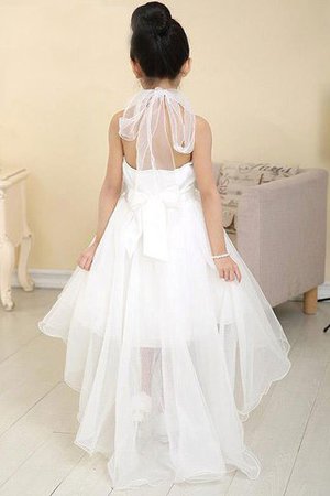 A-Line Organza Prinzessin Rocklänge-asymmetrisches Blumenmädchenkleid mit Perlen