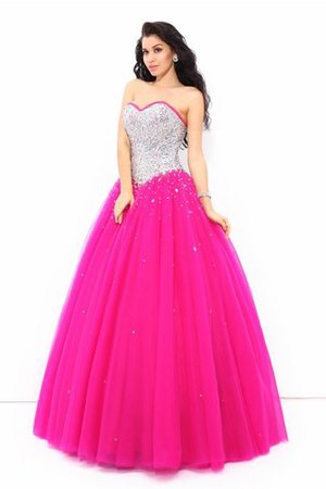 Herz-Ausschnitt Ärmelloses Satin Duchesse-Linie Bodenlanges Quinceanera Kleid