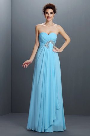 Ärmelloses Chiffon A-Linie Perlenbesetztes Ballkleid mit Reißverschluss