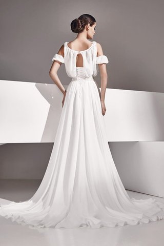 Bateau Empire Taille Ärmellos Bodenlanges Brautkleid mit Kristall