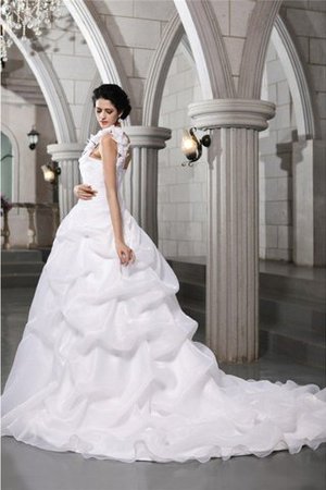 Ein Schulter Empire Taille Organza Brautkleid mit Plissierungen mit Drapierung