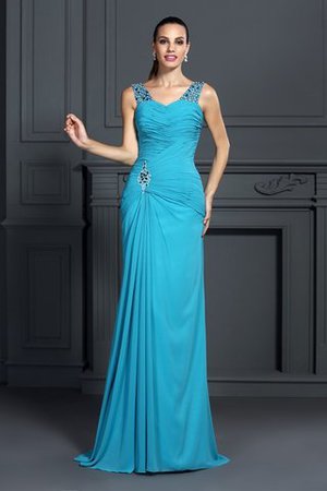 Reißverschluss Ärmelloses Empire Taille Breiter Träger Chiffon Ballkleid