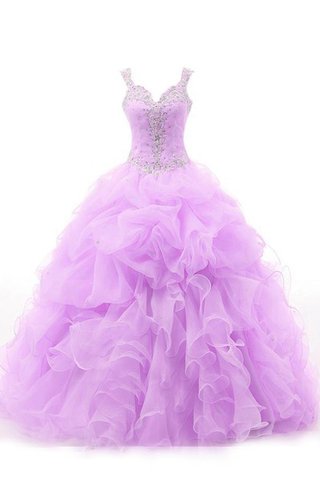 Chiffon Duchesse-Linie Schlüsselloch Rücken Organza Quinceanera Kleid mit Bordüre