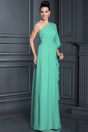 Chiffon Empire Taille Ein Schulter 3 /4 Länge Ärmeln Sittsames Brautjungfernkleid