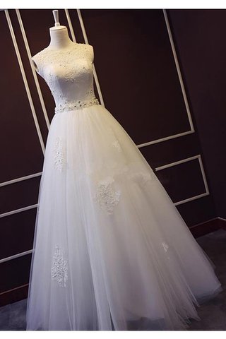 Natürliche Taile Bodenlanges Extravagantes Brautkleid mit Bordüre aus Tüll