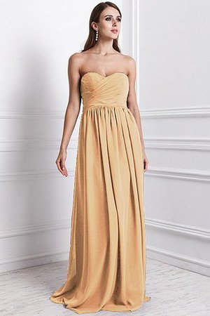 Herz-Ausschnitt Ärmelloses Chiffon Bodenlanges Brautjungfernkleid mit Rüschen
