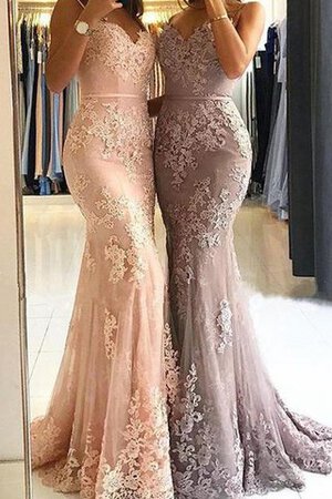 Reißverschluss Duchesse-Linie Prächtiges Ballkleid mit gekappten Ärmeln mit Applikation