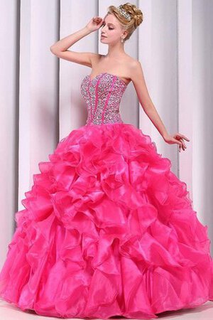 Duchesse-Linie Perlenbesetztes Natürliche Taile Stilvolles Quinceanera Kleid mit Rüschen