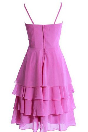 Geschichtes Spaghetti Träger Ärmelloses Mini Cocktailkleid aus Chiffon