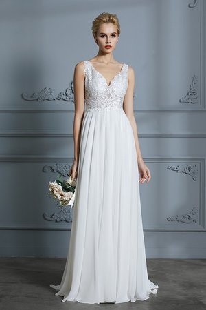 Attraktiv Reißverschluss Pompöse Brautkleid aus Spitze aus Chiffon