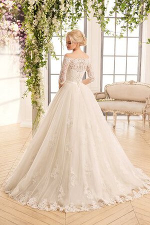 Schulterfreier Ausschnitt Duchesse-Linie Spitze Romantisches Brautkleid mit Applike