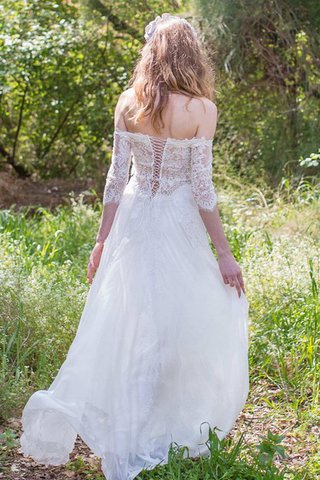 Chiffon Spitze Bodenlanges Einfaches Brautkleid mit Bordüre