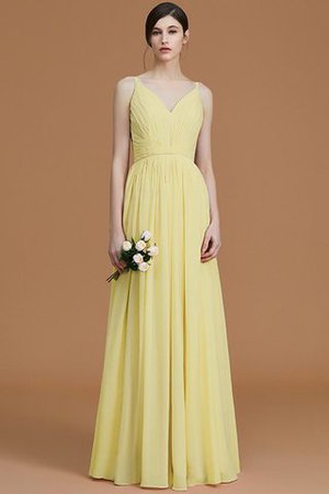 Prinzessin Ärmellos Bodenlanges Brautjungfernkleid aus Chiffon mit Rüschen