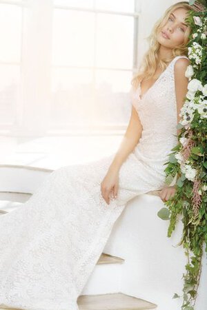 Klassisches V-Ausschnitt Luxus Bodenlanges Romantisches Brautkleid