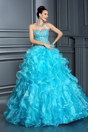 Duchesse-Linie Empire Taille Organza Ärmelloses Perlenbesetztes Quinceanera Kleid