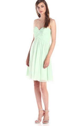 V-Ausschnitt Reißverschluss Chiffon Dreiviertel Länge Ärmeln Mini Brautjungfernkleid