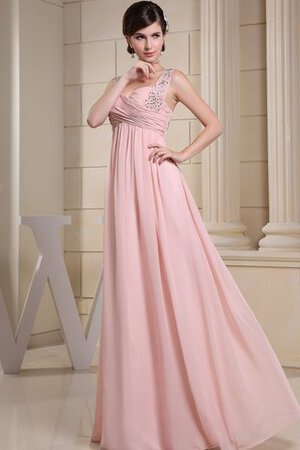 Chiffon Empire Taille Plissiertes Spaghetti Träger Abendkleid mit Kristall