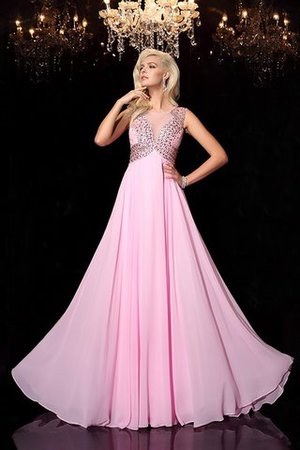 Chiffon Ärmellos Normale Taille Perlenbesetztes Prinzessin Abendkleid