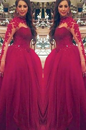Lange Ärmeln Duchesse-Linie Normale Taille Bodenlanges Ballkleid aus Tüll