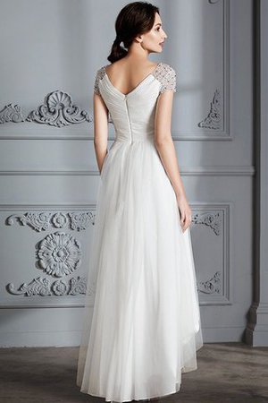 A-Line Asymmetrisch Tüll Normale Taille Kurze Ärmeln Brautkleid