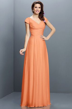 A-Line V-Ausschnitt Prinzessin Chiffon Anständiges Brautjungfernkleid