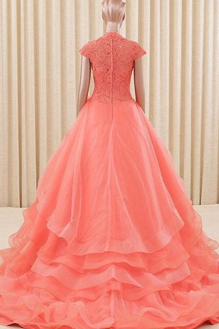 A Linie Normale Taille Reißverschluss Quinceanera Kleid aus Organza mit Rüschen