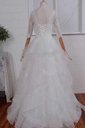 Reißverschluss Spitze Bodenlanges Brautkleid mit Bordüre aus Organza