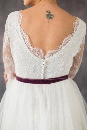A Linie Schaufel-Ausschnitt Dreiviertel Länge Ärmeln Brautkleid mit Schleife mit Gürtel