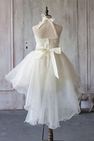 A-Line Organza Perlenbesetztes Blumenmädchenkleid mit Plissierungen mit natürlicher Taille