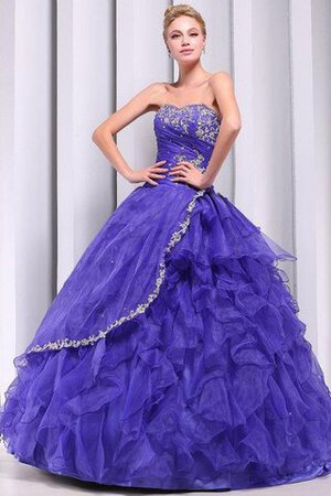 Herz-Ausschnitt Ärmelloses Tüll Quinceanera Kleid mit Rücken Schnürung mit Applikation