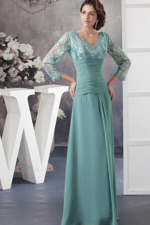 Chiffon V-Ausschnitt Sittsames Abendkleid mit Applike