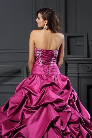 Duchesse-Linie Satin Sittsames Bodenlanges Quinceanera Kleid mit Applikation