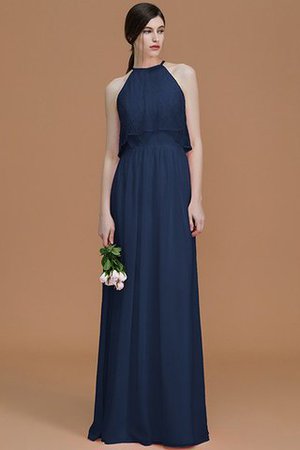 A-Line Normale Taille Nackenband Chiffon Brautjungfernkleid mit Rüschen