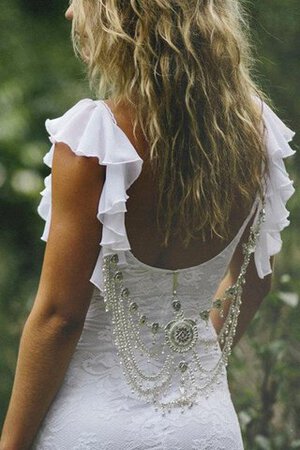Natürliche Taile V-Ausschnitt Sexy Extravagantes Brautkleid mit Rüschen