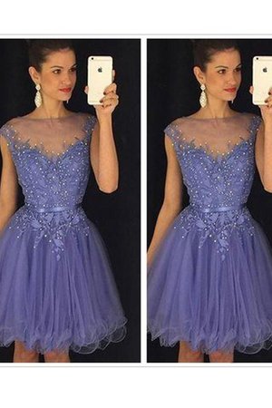 Ärmelloses Natürliche Taile A Linie Mini Cocktailkleid mit Schaufel Ausschnitt