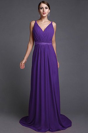 Chiffon Natürliche Taile Sweep Train A-Line Brautjungfernkleid mit Reißverschluss