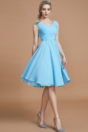 Natürliche Taile Gerüschtes V-Ausschnitt Prinzessin Brautjungfernkleid aus Chiffon