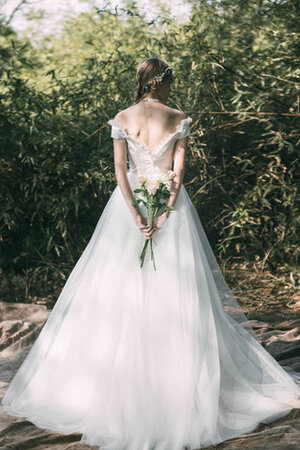 Schlussverkauf Tüll Formelles Bodenlanges Brautkleid mit Gekappten Ärmeln