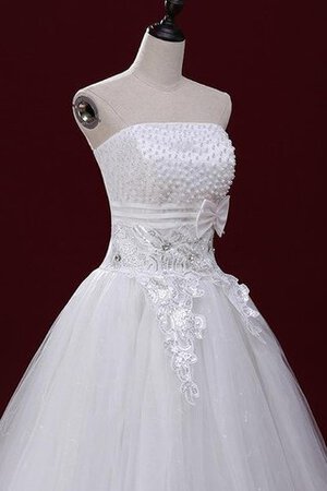 A-Line Spaghetti Träger Bodenlanges Brautkleid mit Perlen mit Rücken Schnürung