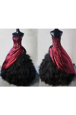 Perlenbesetztes Schulterfrei Organza Spitze Quinceanera Kleid mit Bordüre