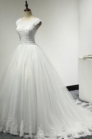 Duchesse-Linie Vintage Romantisches Brautkleid mit Bordüre mit gekappten Ärmeln