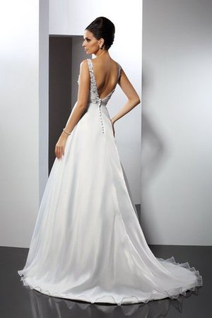 Prinzessin Schaufel-Ausschnitt Satin Ärmelloses Brautkleid mit Kapelle Schleppe