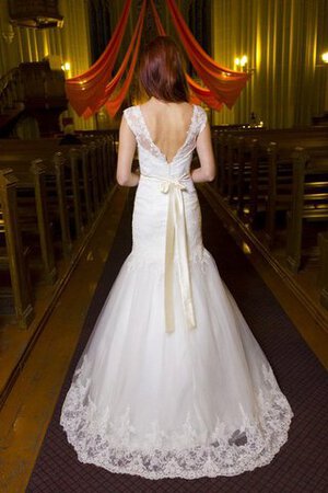 Meerjungfrau Stil Ärmelloses Sweep Zug Plissiertes Brautkleid mit gekappten Ärmeln