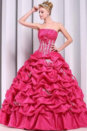 Geschichtes Natürliche Taile Bodenlanges Quinceanera Kleid aus Satin mit Blume